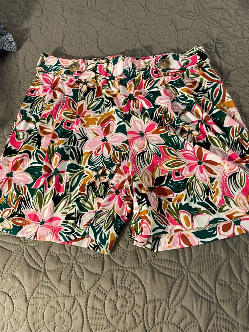 Robert Louis Floral High-Rise Women’s Shorts in Pink Green Multi